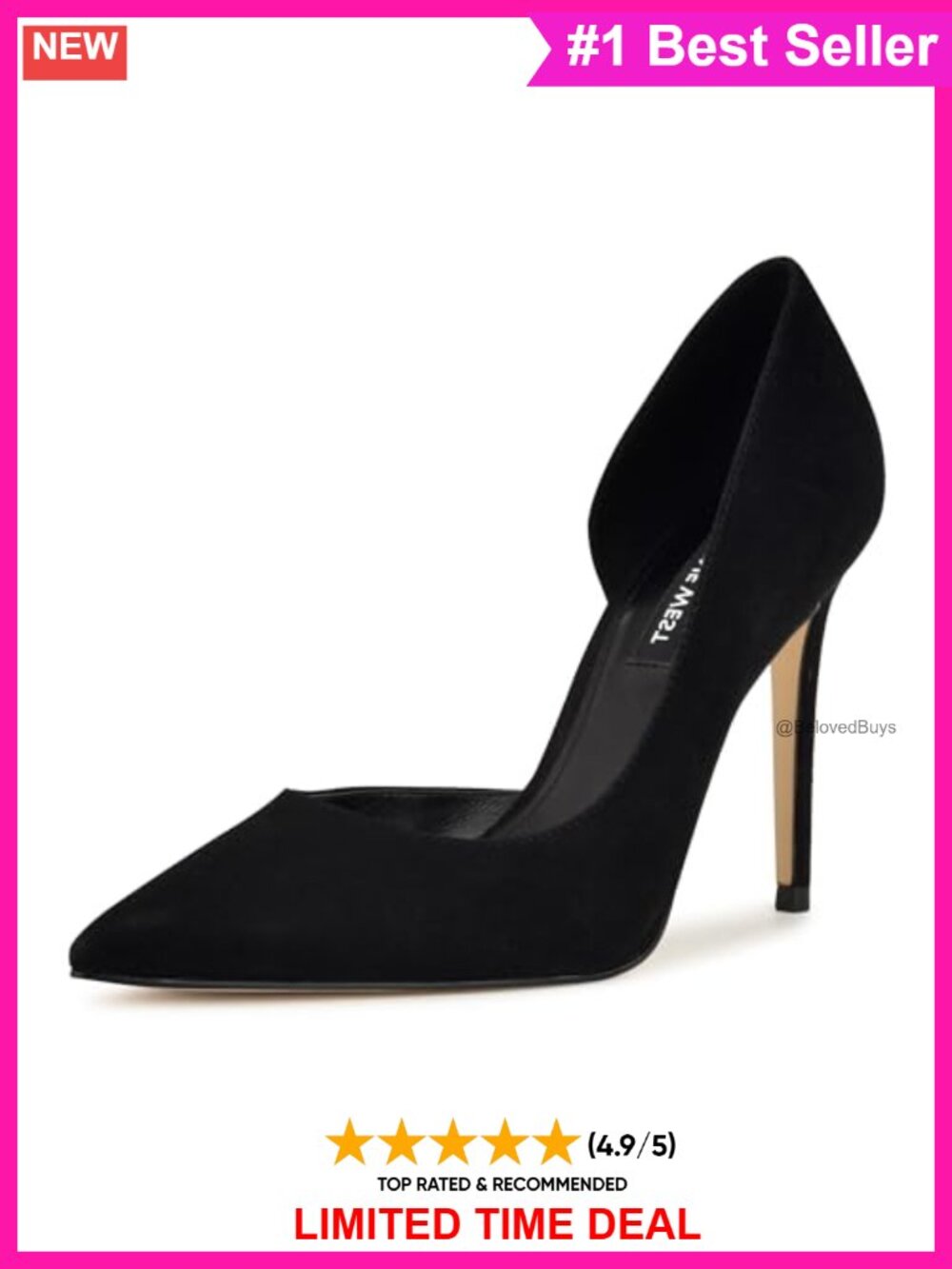 Suede Pointed Toe Stiletto Pump Slip-On Heels for Work Evening Events